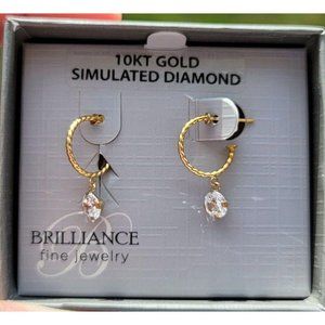 Solid 10K Gold Dangle Hoop Earrings